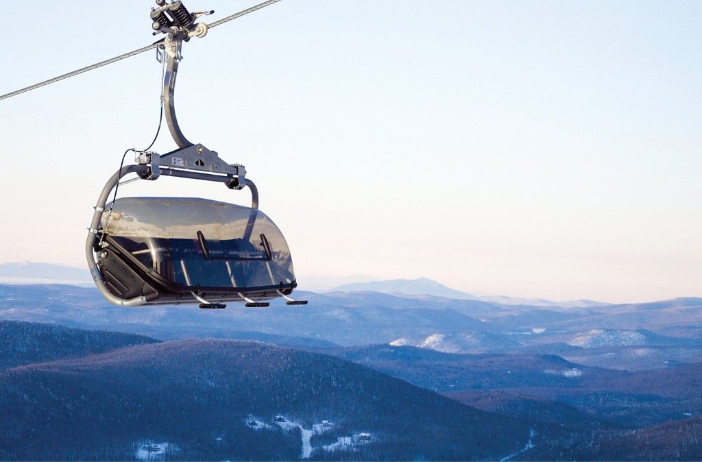 Pull down the bubble on a cold day at Mt. Snow using the Epic Pass.